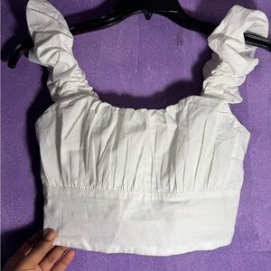 Abercrombie & Fitch White Ruched Blouse